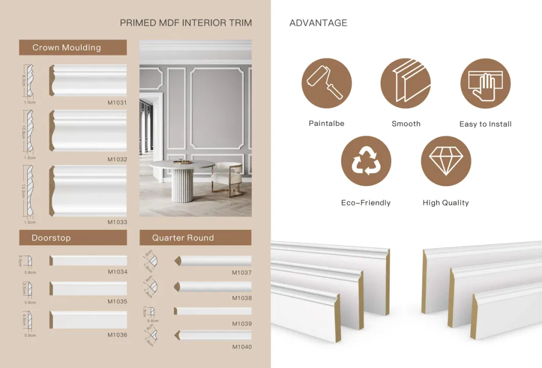 Wholesale Modern Decoration Material Pine Wood Crown Moulding